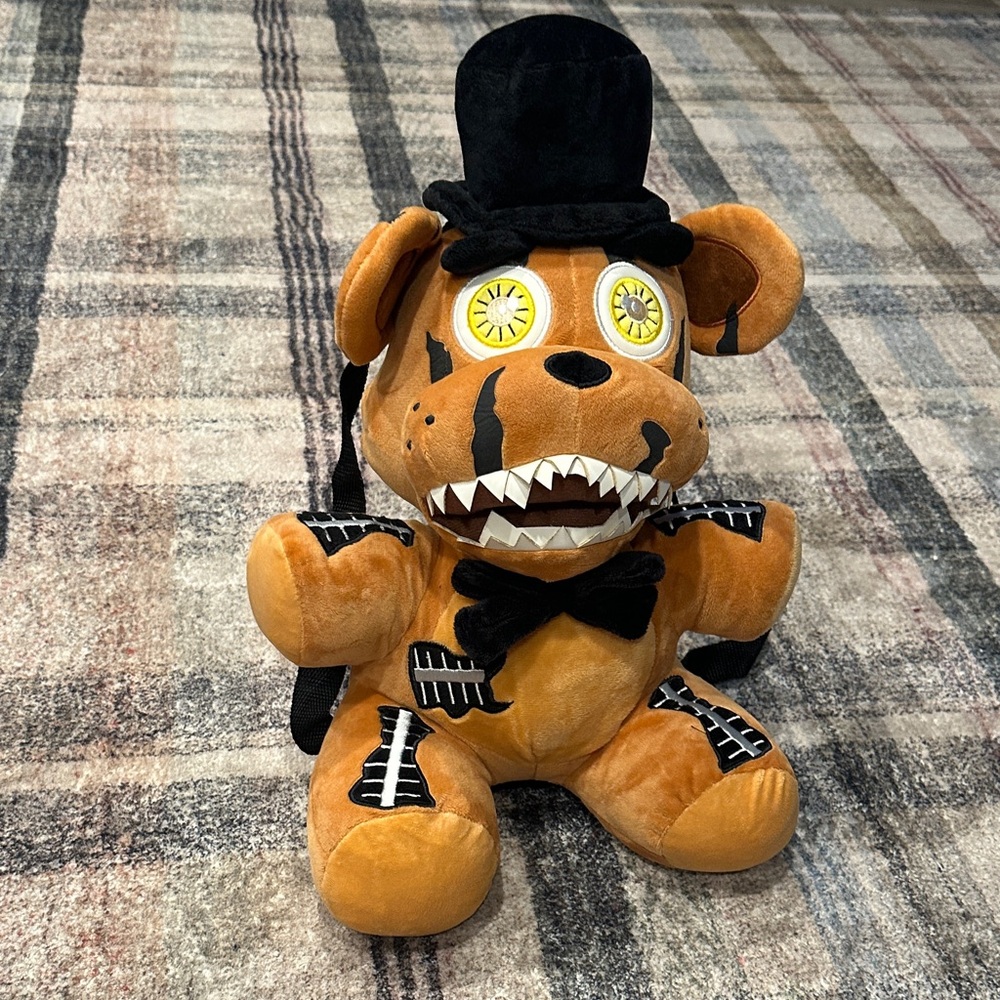 Five Nights At Freddy’s Plush Toy and Backpack with Black Hat and Bow Tie
